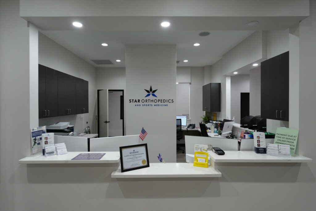 Front check-in desk at Star Orthopedics and Sports Medicine in Frisco