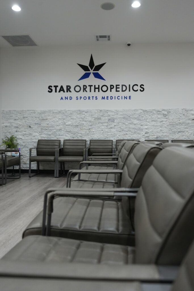 Waiting room seating at Star Orthopedics and Sports Medicine in Frisco