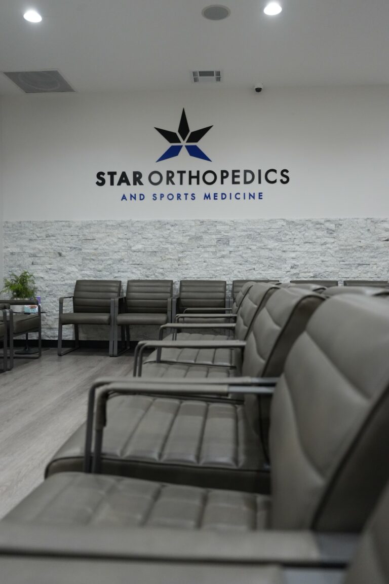 Waiting room seating at Star Orthopedics and Sports Medicine in Frisco