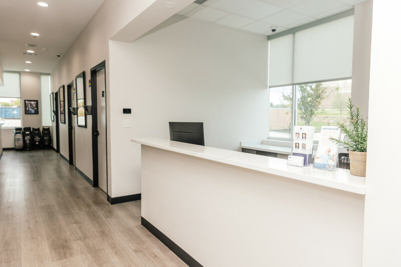 Front desk and check-in counter at Star Orthopedics in Frisco